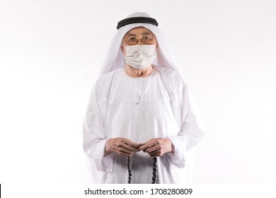 Old Arab Man In Medical Mask