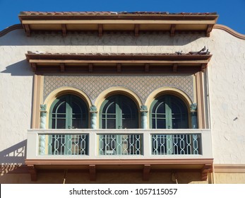 Old Art Deco Building Window Details In Napier City New Zealand