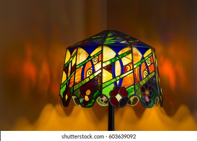 Old Art Nouveau Stained Glass Lamp