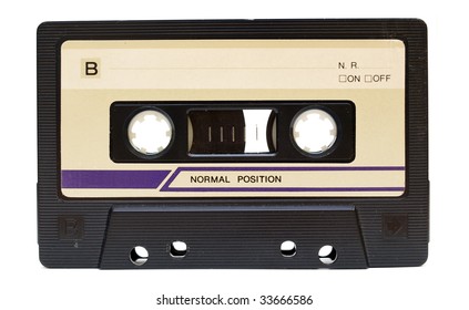 old audio tape on white background