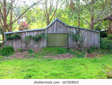 Old Australian Farm Shed In Bush Setting