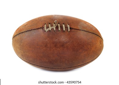 Old Australian Rules Football, Isolated On White.