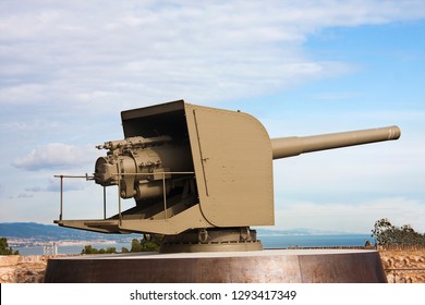 An Old Autocannon Installed In Barcelona Castle