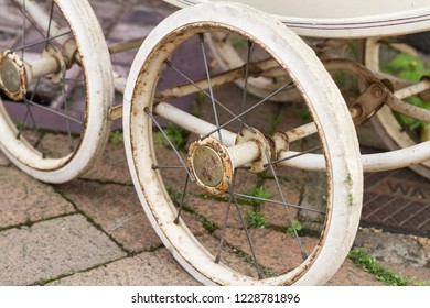 Old Baby Carriage Wheels, Horsham, Mid Sussex, UK