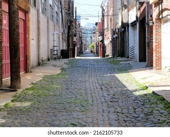 Old Back Cobblestone Alley Street In Hoboken New Jersey 