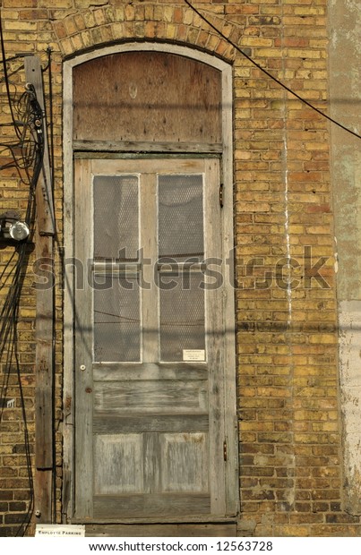 Old Backdoor No Steps Brickwall Stock Photo Edit Now 12563728