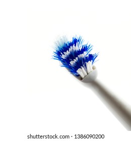old bad toothbrush, the concept of changing toothbrush once a month, hygiene of the oral cavity
