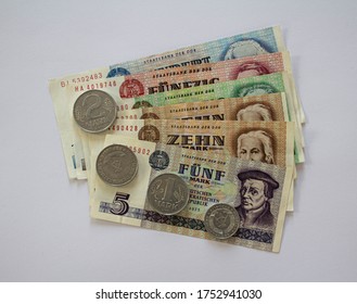 Old Bank Notes And Coins From East Germany 