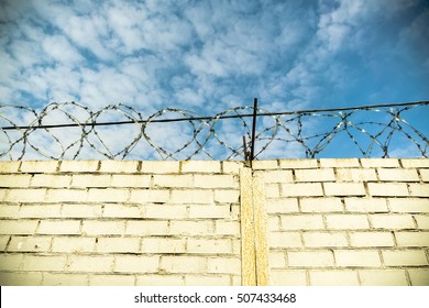 Old Barbed Wires White Brick Wall Stock Photo 507433468 | Shutterstock