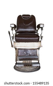 Old barber chair on white background