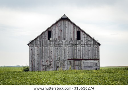 An Old Barn in a Bean Field