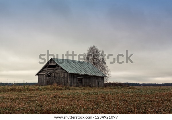 Old Barn House Stands On Autumn Stock Photo Edit Now 1234921099