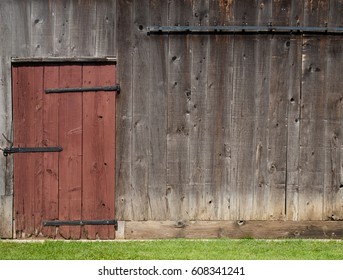 Old Barn Wall With Red Door