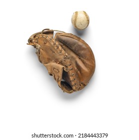 Old Baseball Glove And Ball