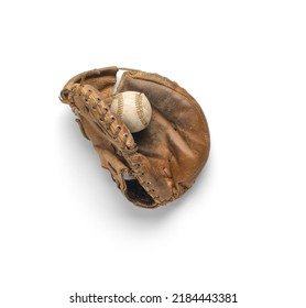 Old Baseball Glove And Ball