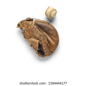 Old Baseball Glove And Ball