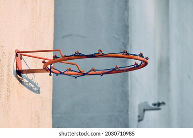 Old Basket Ball Hoop Fixed On Wall