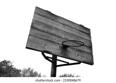 Old Basketball Backboard And Hoop Without A Net.