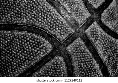 Old Basketball, Black And White, Close Up