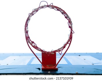 old basketball hoop isolated on white background, clipping path