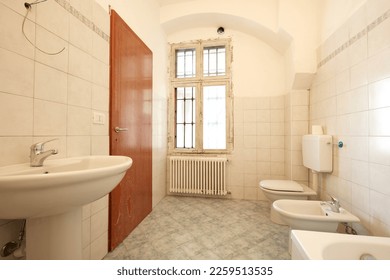 Old bathroom in apartment interior in old country house