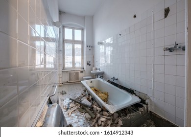 old bathroom during renovation - flat renovation concept