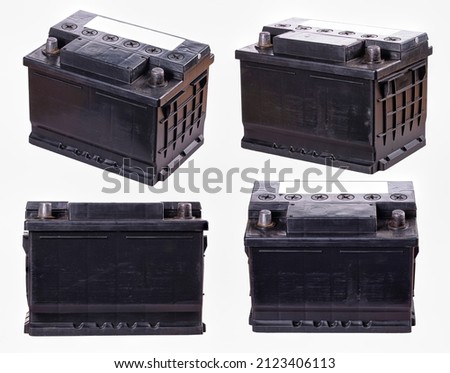 Old battery used in passenger cars isolated from the background. 
