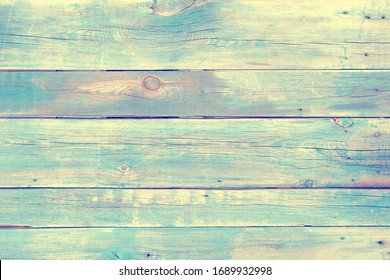 Old Beach Wood Background - Vintage Blue Color Wooden Plank