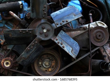 Old Beat Up Car Motor