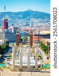 Old beautiful Plaza de Espana in Barcelona, Catalonia, Spain.  Cityscape of Barcelona