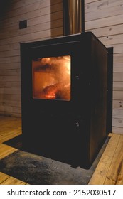 Old Beautiful Wood Burning Stove In A Wood Cabin