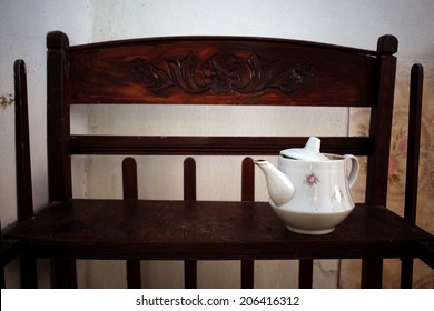 old bedside table rubbed from time