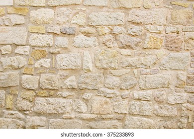 Old Beige Stone Wall Background Texture Close Up