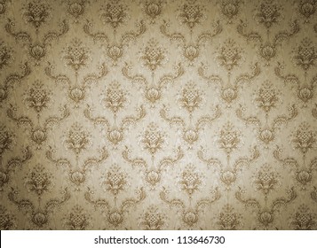 Old Beige Wallpaper For Texture Or Background