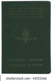 Old Belgian Passport Over White