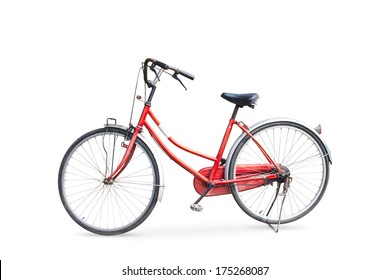 Old bicycle isolated on white background with clipping path