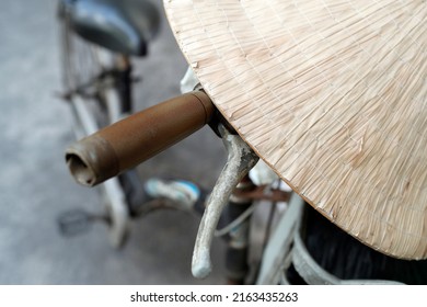 Old Bicycle With Traditional Vietnamese Conical Hat.  Ho Chi Minh City. Vietnam. 