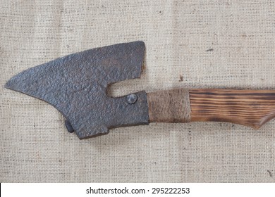 old big axe on sacking