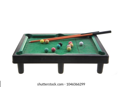 old billiard toy table isolated on the white background