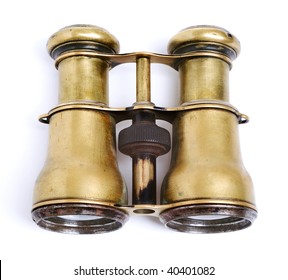 Old Binoculars On White Background