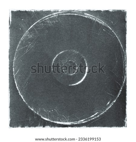 Old black cd album cover with scratched texture on white background with clipping path