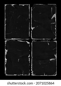 Old Black Empty Aged Damaged Paper Poster Cardboard Photo Card. Rough Grunge Shabby Scratched Torn Ripped Texture. Distressed Overlay Surface for Collage. High Quality. - Shutterstock ID 2071025864