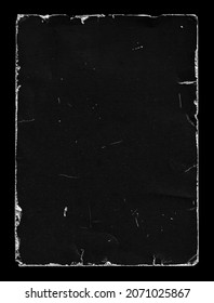 Old Black Empty Aged Damaged Paper Poster Cardboard Photo Card. Rough Grunge Shabby Scratched Torn Ripped Texture. Distressed Overlay Surface for Collage. High Quality. - Shutterstock ID 2071025867
