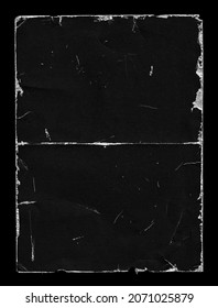 Old Black Empty Aged Damaged Paper Poster Cardboard Photo Card. Rough Grunge Shabby Scratched Torn Ripped Texture. Distressed Overlay Surface for Collage. High Quality. - Shutterstock ID 2071025879