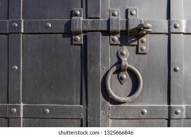 Old Black Metal Door Dead Bolt, Knocker, Lock.