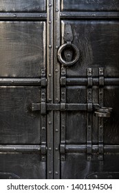 Old Black Metal Door Dead Bolt, Knocker, Lock.