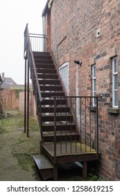 Old Black Stairs. External Emergency Fire Exit, Escape. Safety. UK