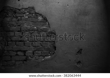  Old black wall. Brick background. Grunge