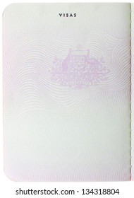 Old Blank Australian Passport Page Isolated On White Background