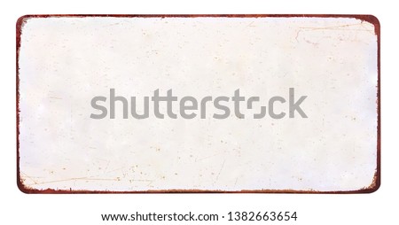 Old blank enameled plate mockup or mock up template grunge, isolated on white background including clipping path 